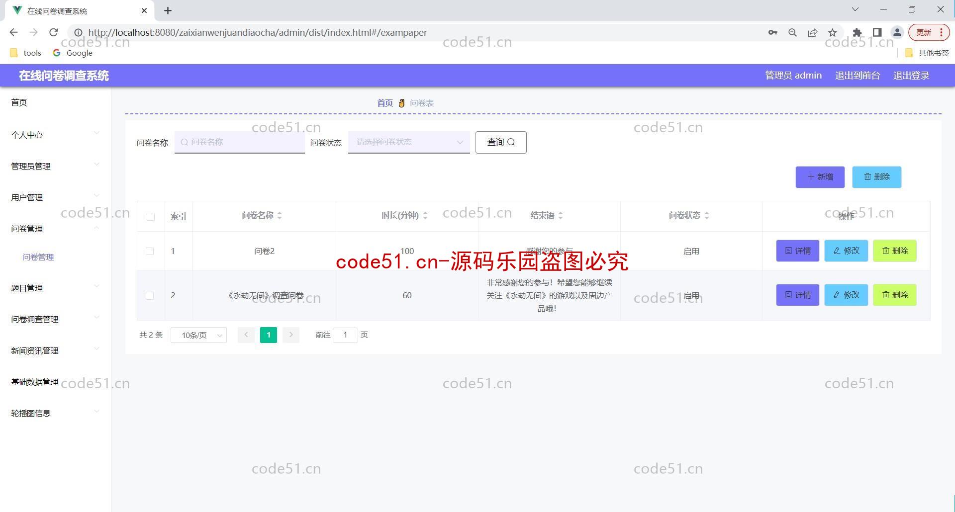 基于SSM+SpringBoot+Vue+MySQL的问卷调查系统(附论文)