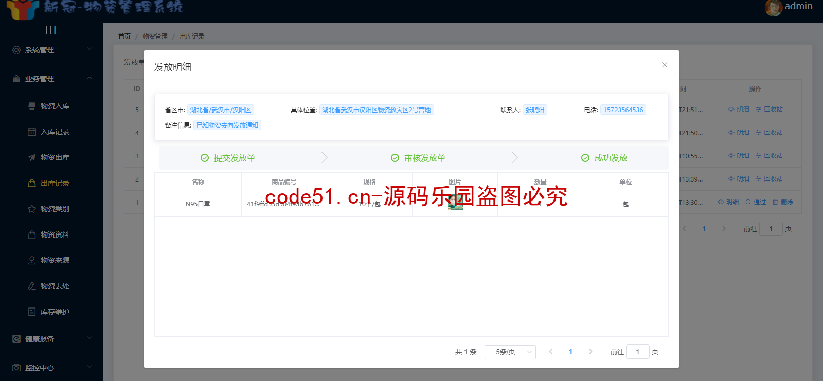 基于SSM+SpringBoot+Vue的前后端分离的疫情物资管理系统