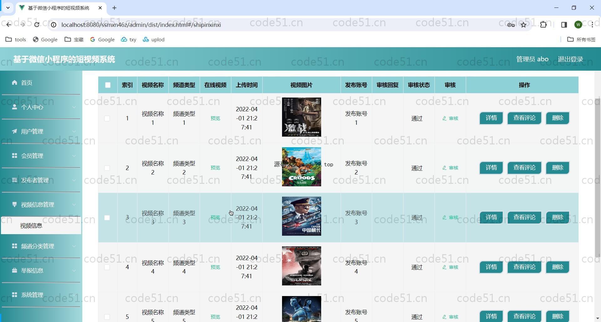 基于SpringBoot+MySQL+微信小程序的短视频系统