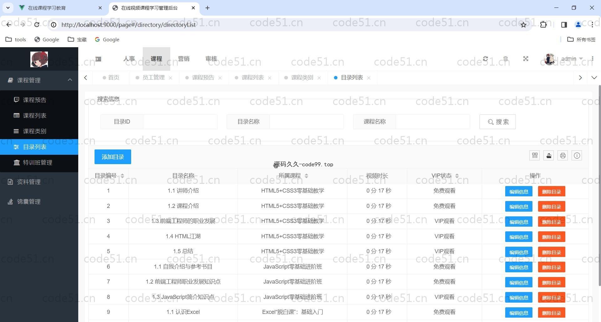 基于Vue.js+SpringBoot+MySQL+ElementUI的在线学习课程教育系统