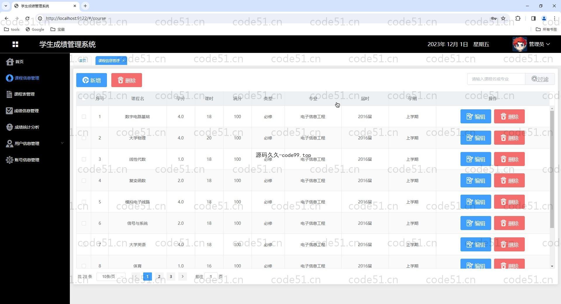 基于Vue.js+SpringBoot+MySQL的学生成绩教务系统(附文档),
