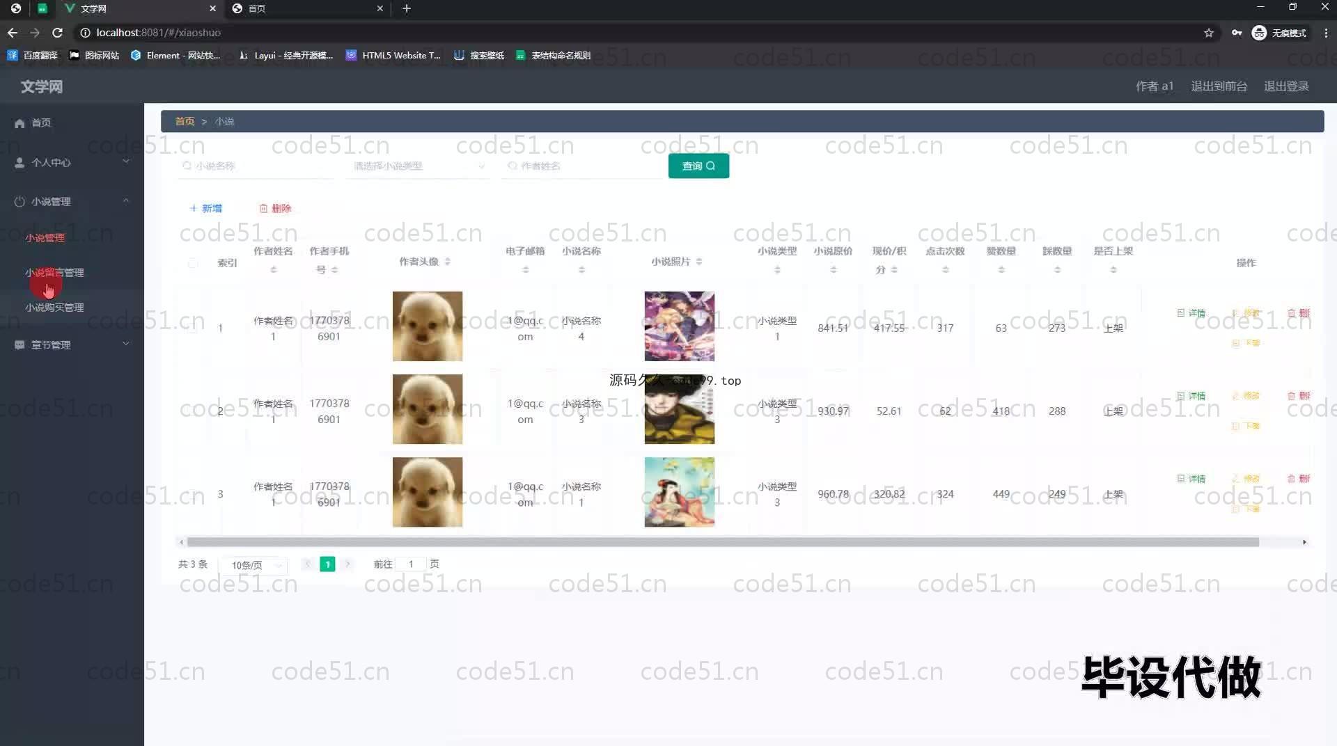 基于SpringBoot+MySQL+Vue.js的文学网站(附论文)