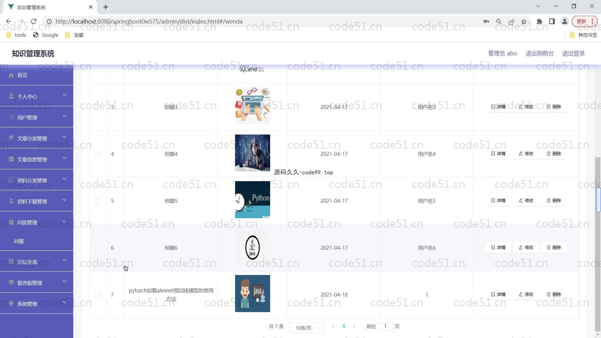 基于SpringBoot+MySQL+Vue的知识管理系统(附论文)
