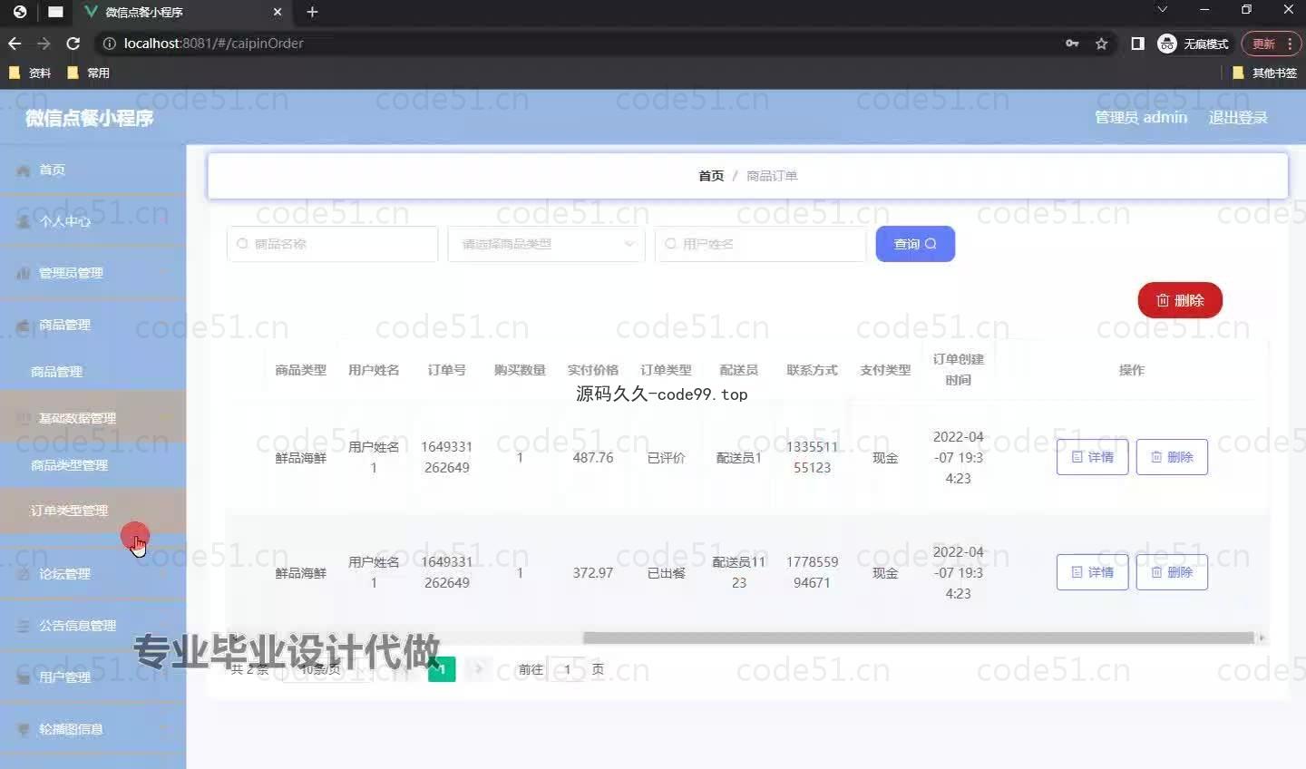 基于微信小程序+SSM+MySQL的点餐系统小程序(附论文)