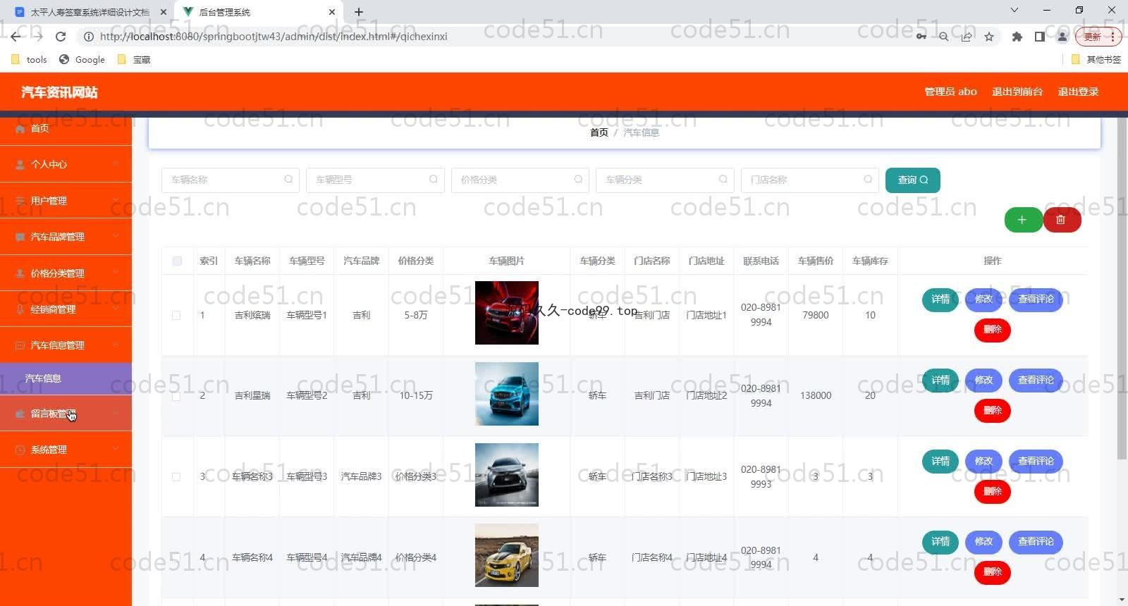 基于SpringBoot+MySQL+Vue的汽车资讯系统(附论文)