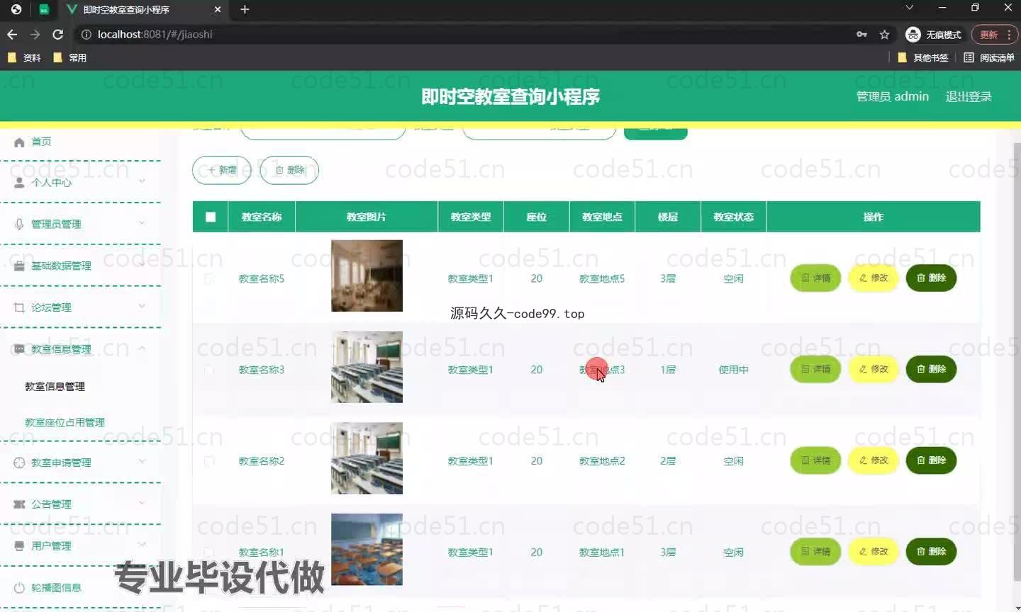 基于微信小程序+SSM+MySQL的即时空教室查询小程序(附论文)