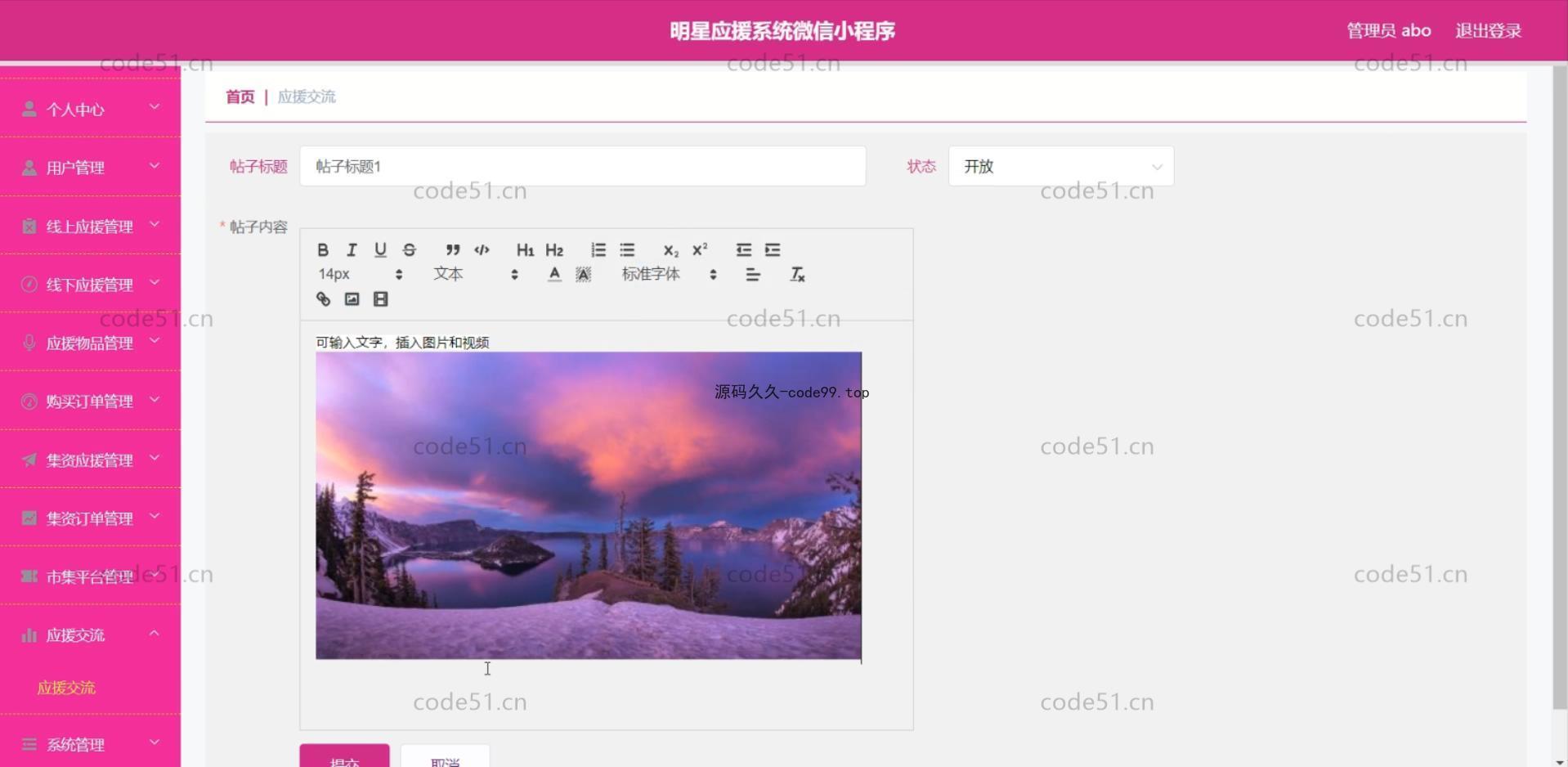 基于微信小程序+SSM+MySQL的明星应援小程序(附论文)