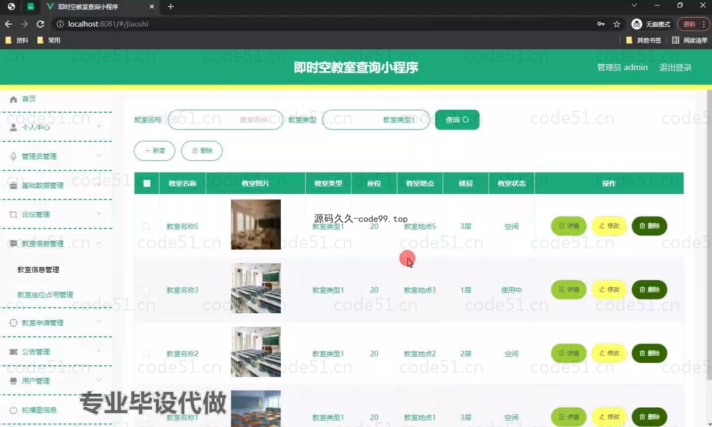 基于微信小程序+SSM+MySQL的即时空教室查询小程序(附论文)