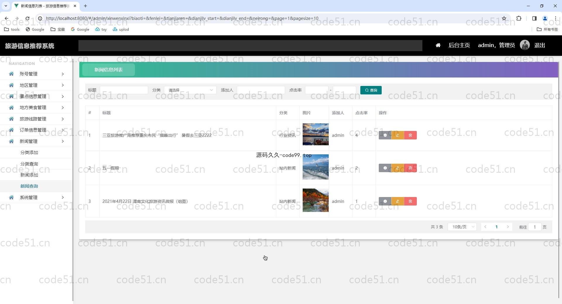 基于SpringBoot+MySQL+Vue.js的旅游推荐信息管理系统