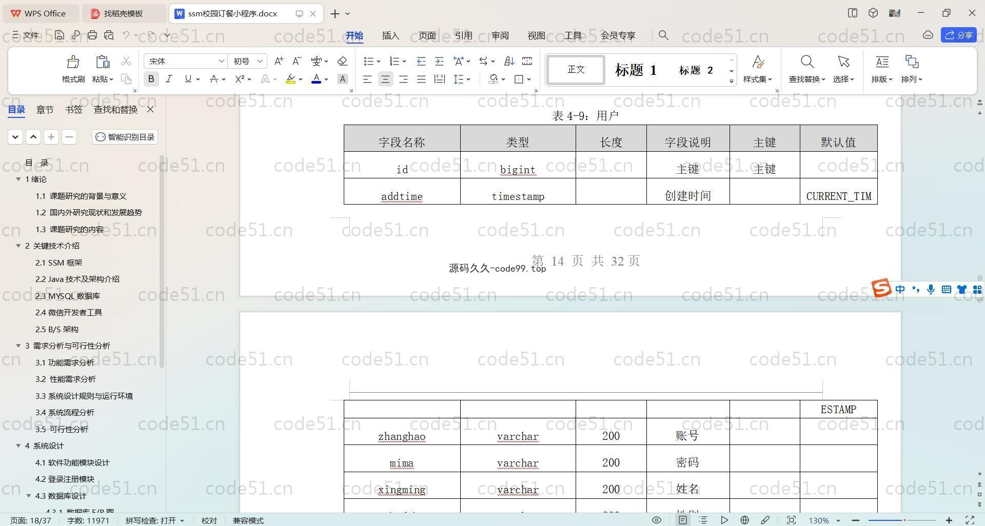 基于SpringBoot+MySQL+微信小程序的校园订餐小程序(附论文)
