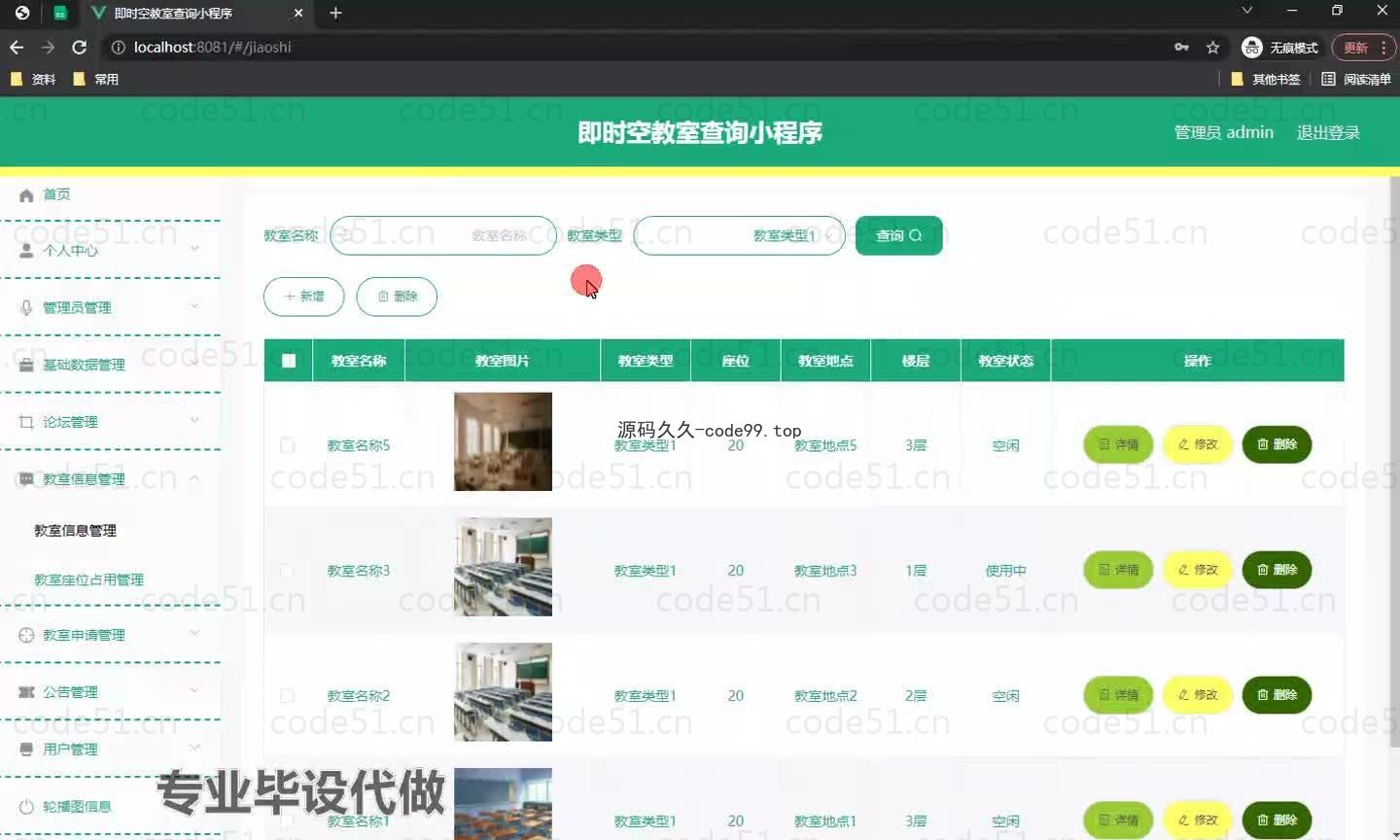 基于微信小程序+SSM+MySQL的即时空教室查询小程序(附论文)