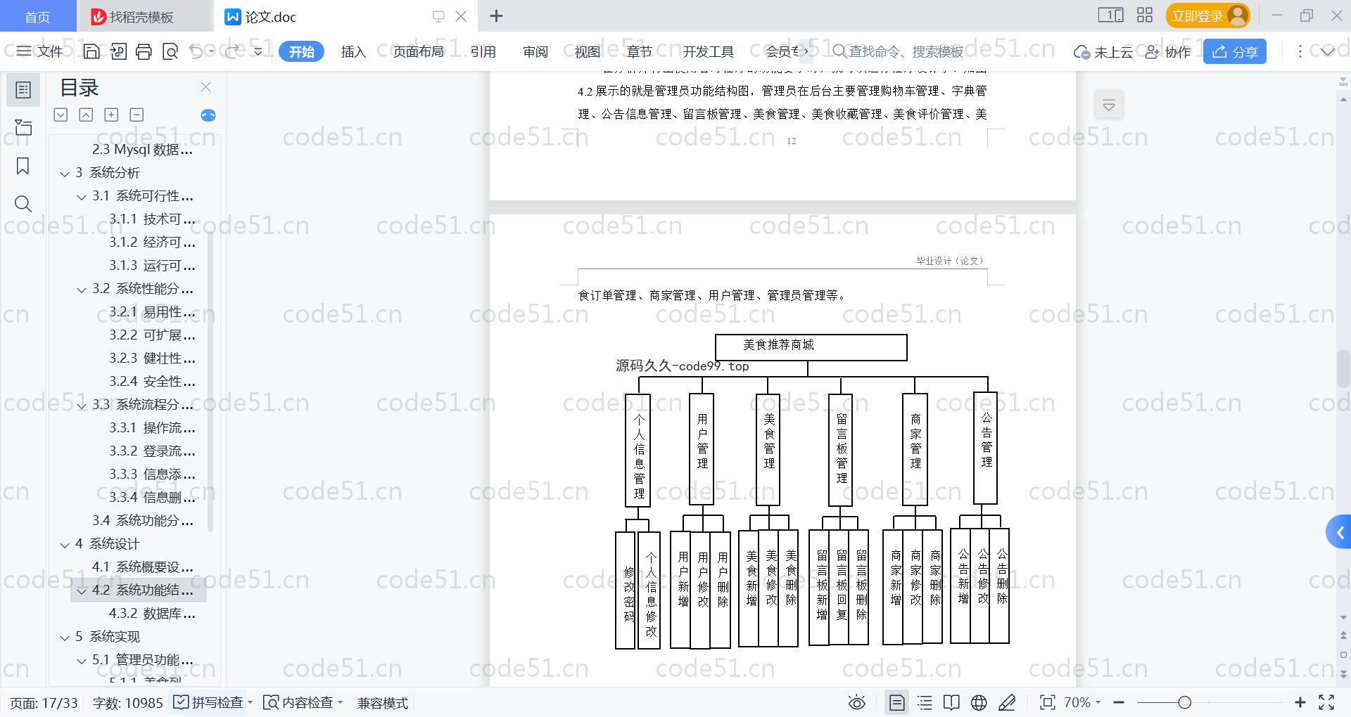 基于SpringBoot+MySQL+Vue的美食推荐商城(附论文)