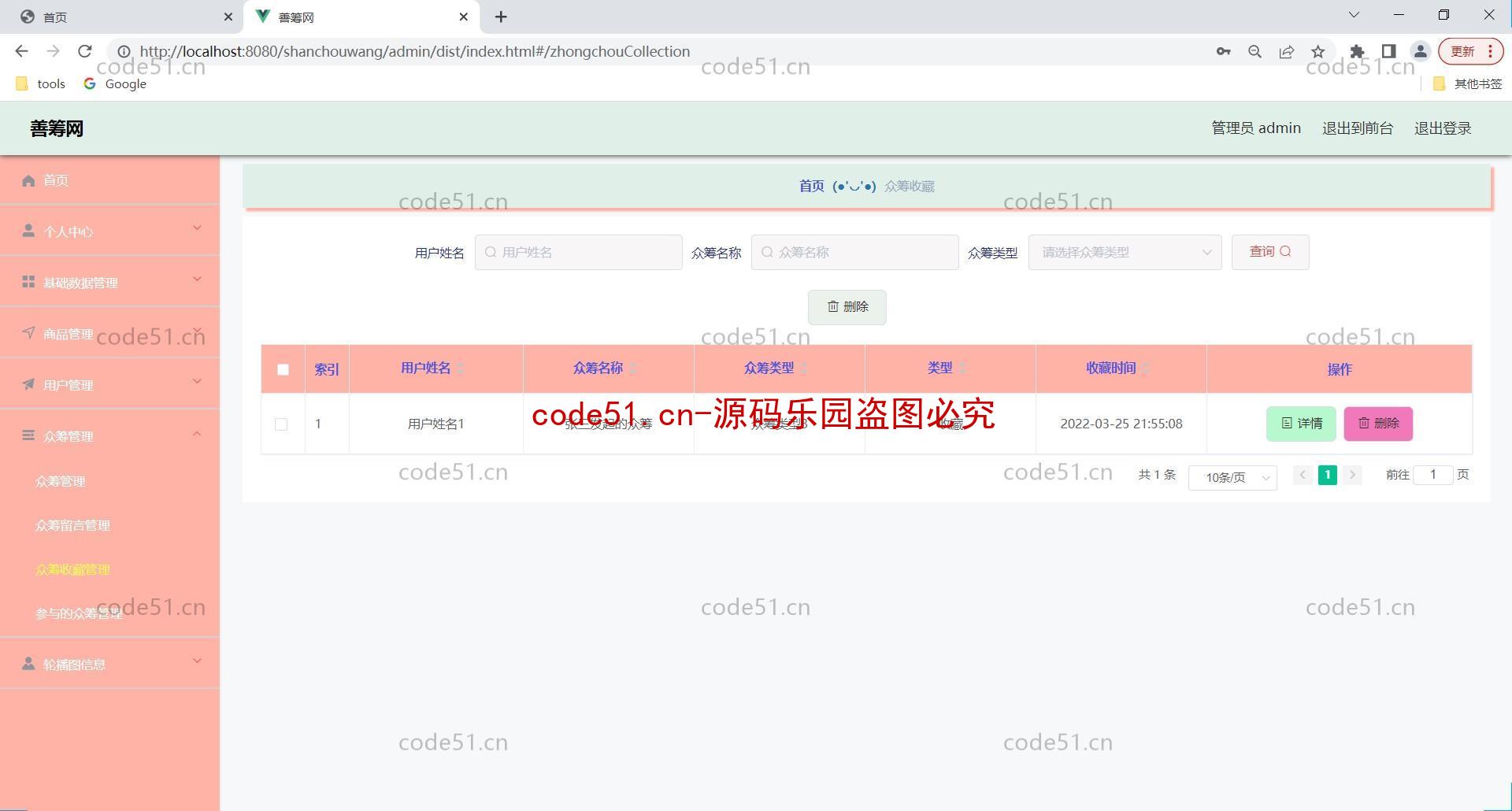 基于SpringBoot+MySQL+Vue的众筹善筹系统(附论文)