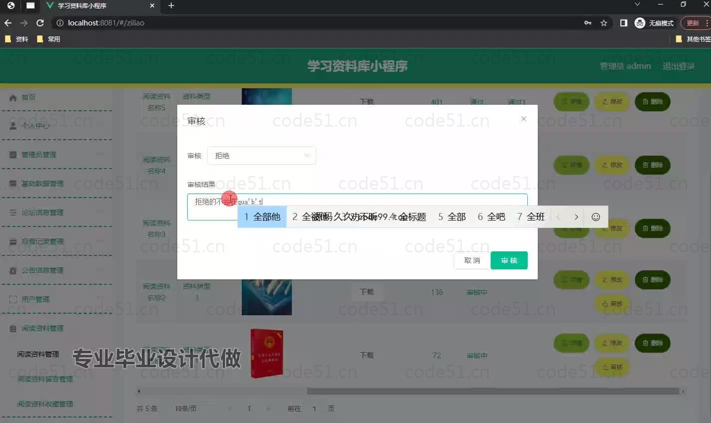 基于微信小程序+SSM+MySQL的学习资料库小程序(附论文)