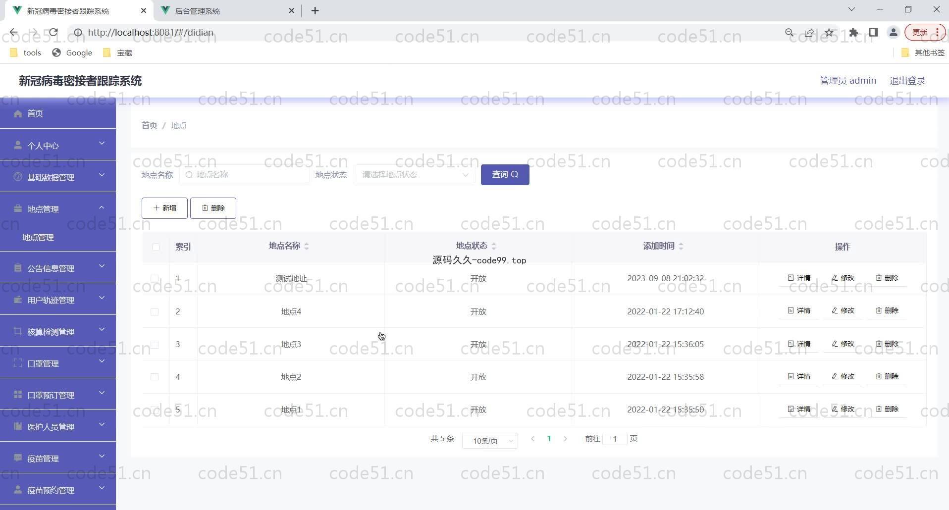 基于SpringBoot+MySQL+Vue的新冠病毒密接者跟踪系统(附论文)