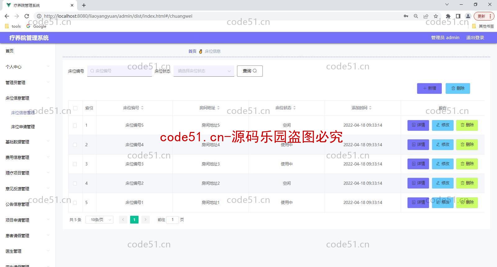 基于SSM+SpringBoot+MySQL+Vue的疗养院管理系统(附论文)