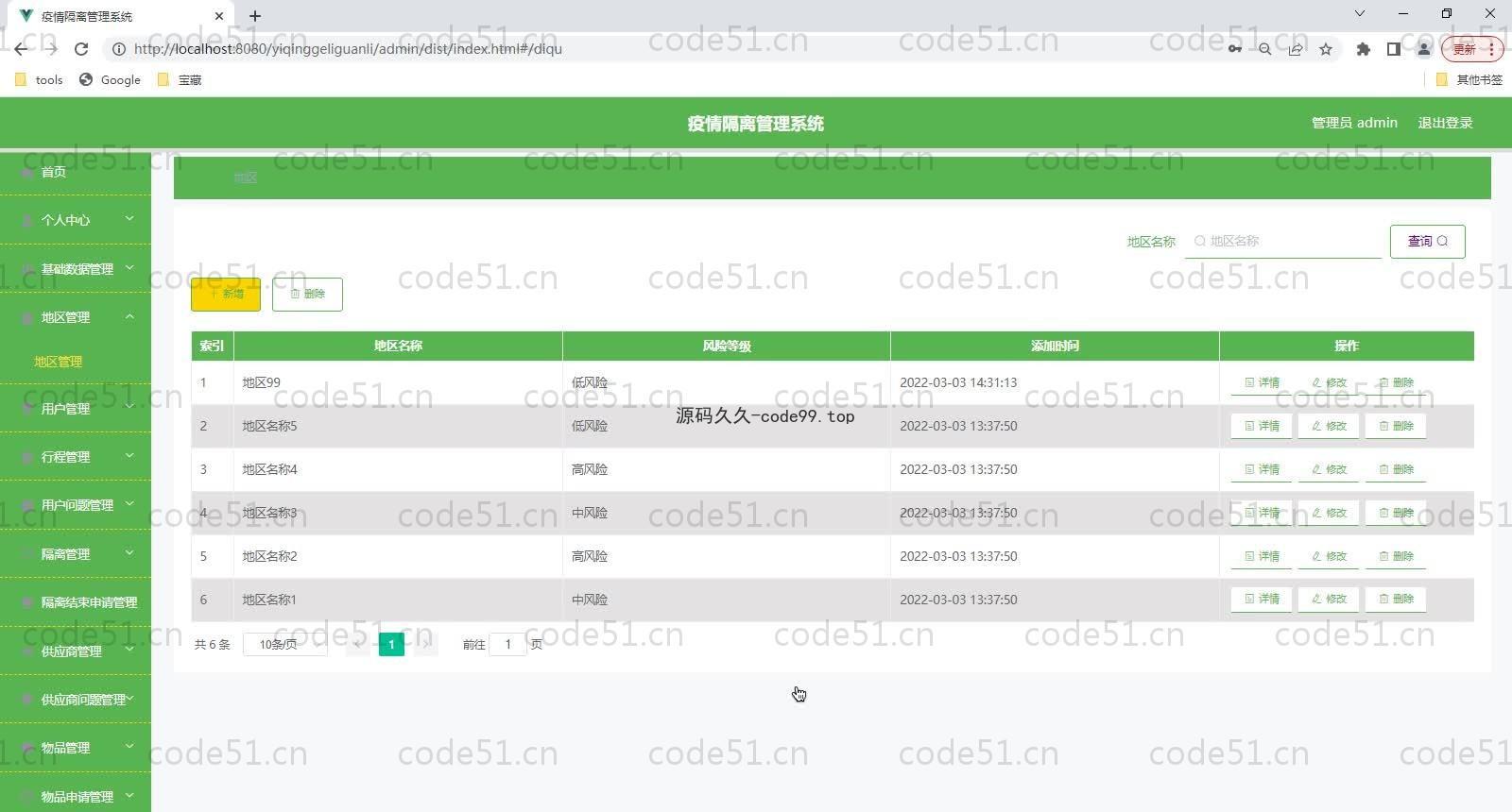 基于SpringBoot+MySQL+Vue的疫情隔离管理系统