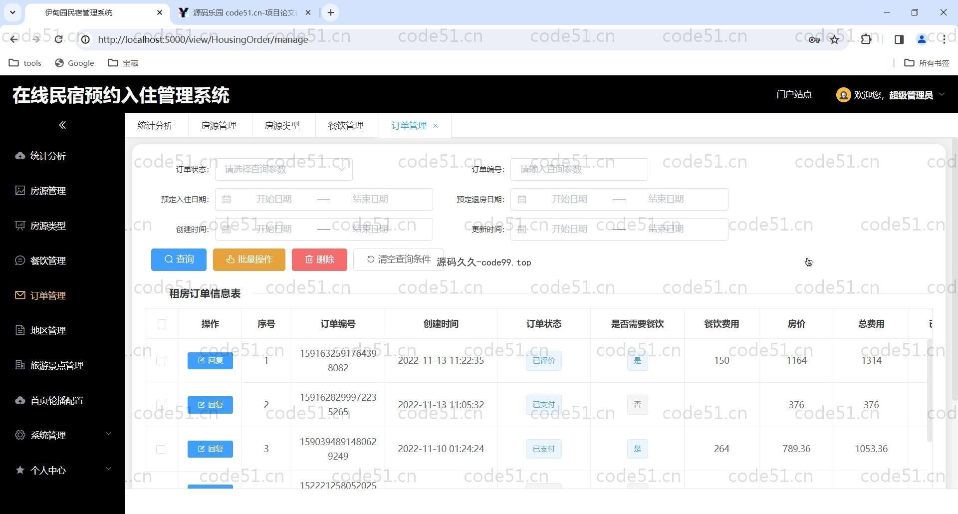 基于SpringBoot+MySQL+Vue的在线民宿预定管理系统