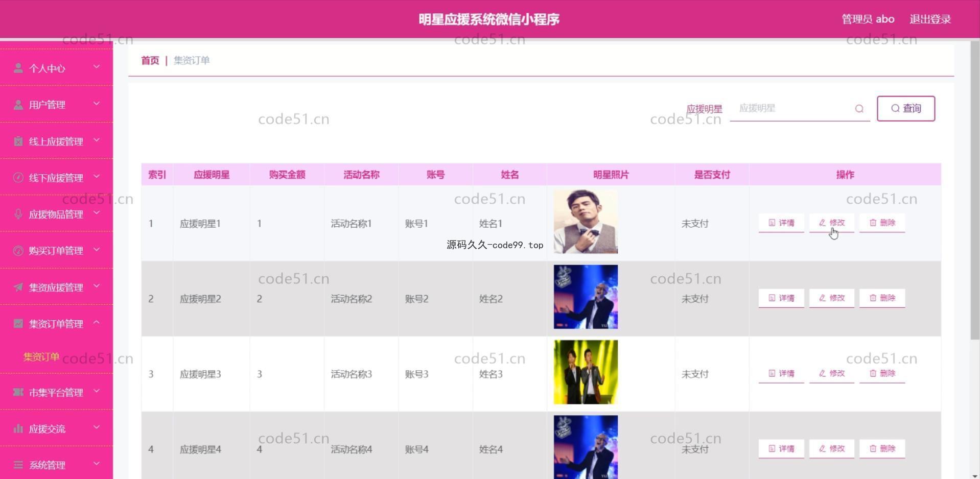 基于微信小程序+SSM+MySQL的明星应援小程序(附论文)