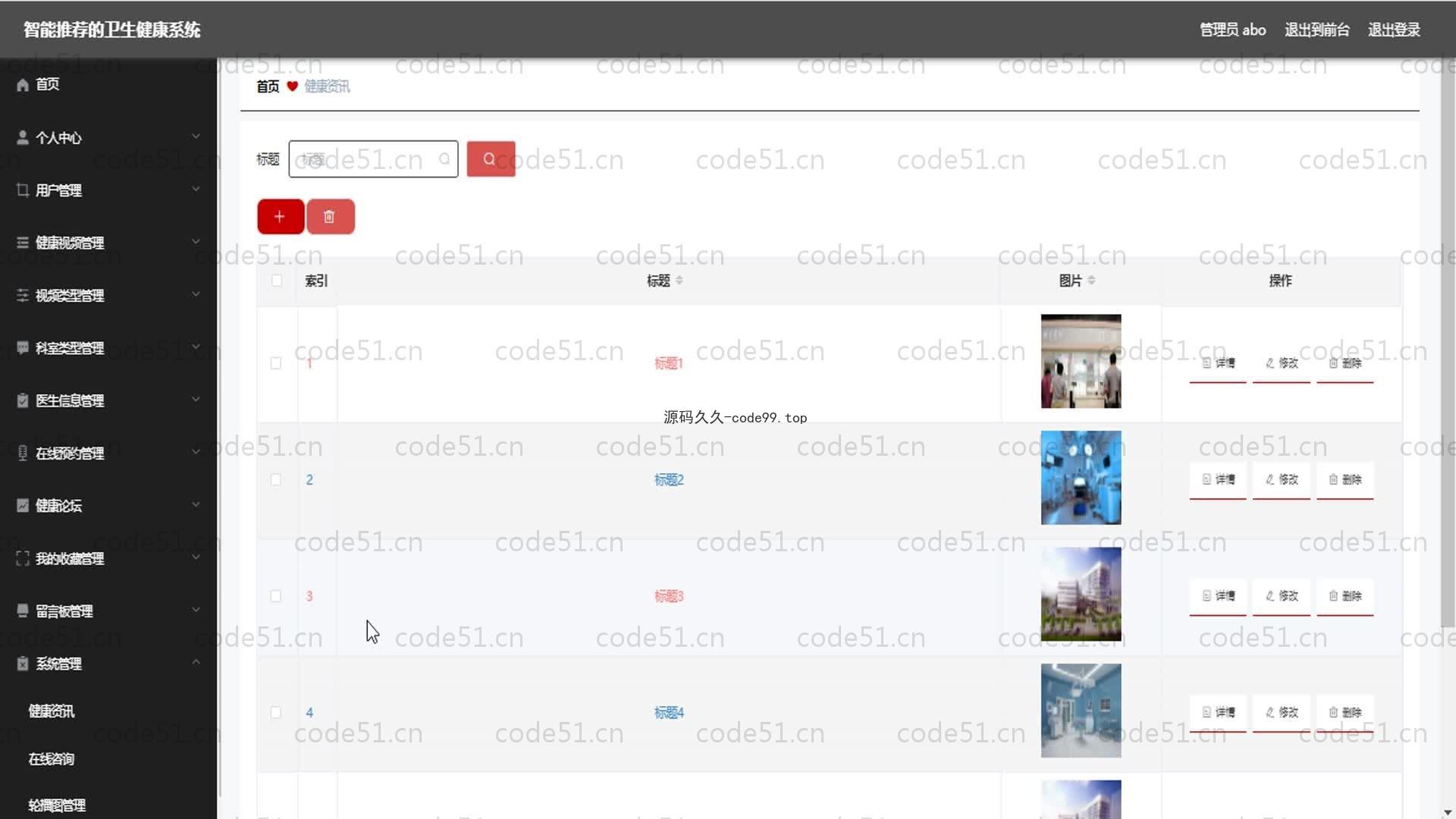 基于SpringBoot+MySQL+Vue的智能推荐卫生健康系统(附论文)
