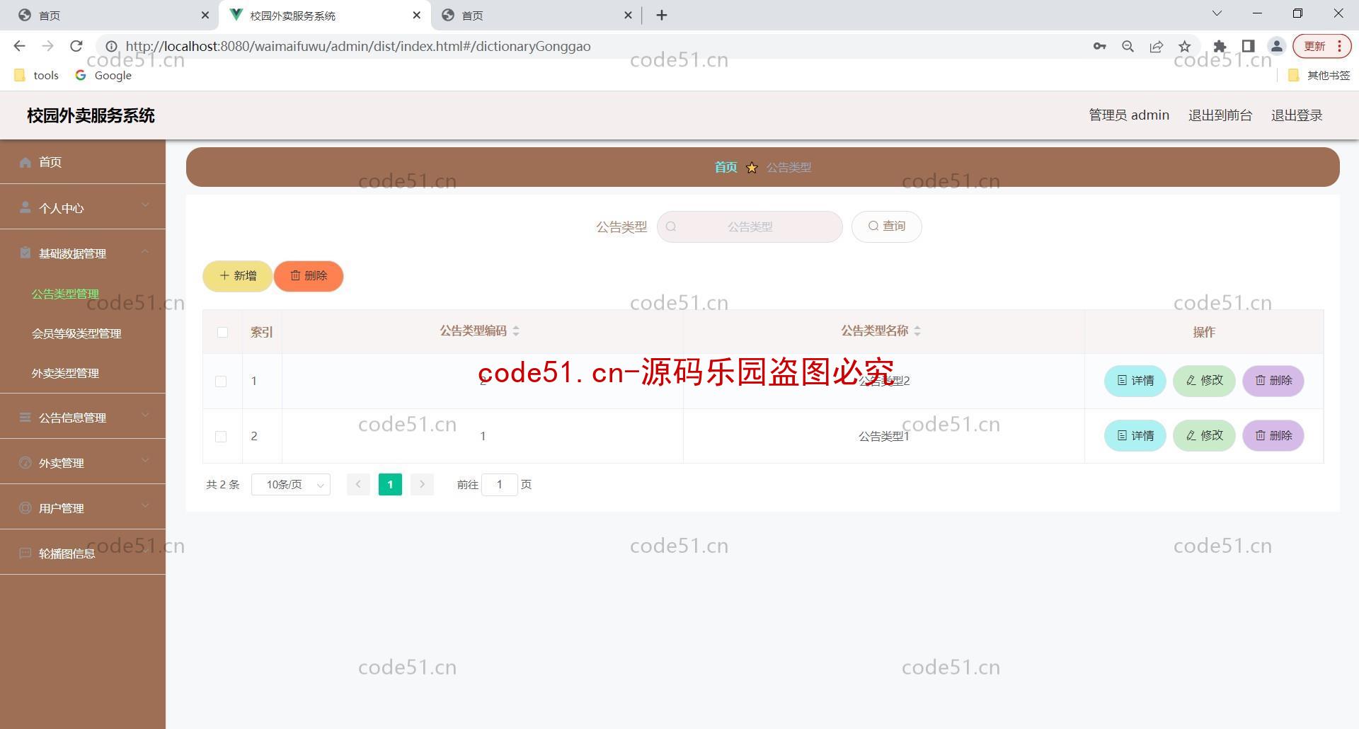 基于SpringBoot+MySQL+Vue前后端分离的校园外卖服务系统(附论文)