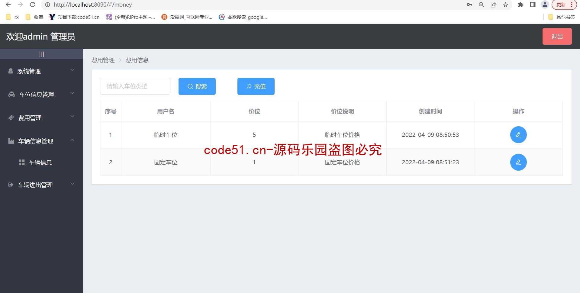 基于SSM+SpringBoot+VUE前后端分离的停车场管理系统