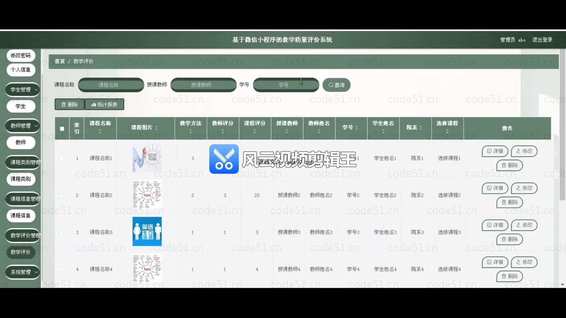 基于微信小程序+SSM+MySQL的教学质量评价小程序(附论文)