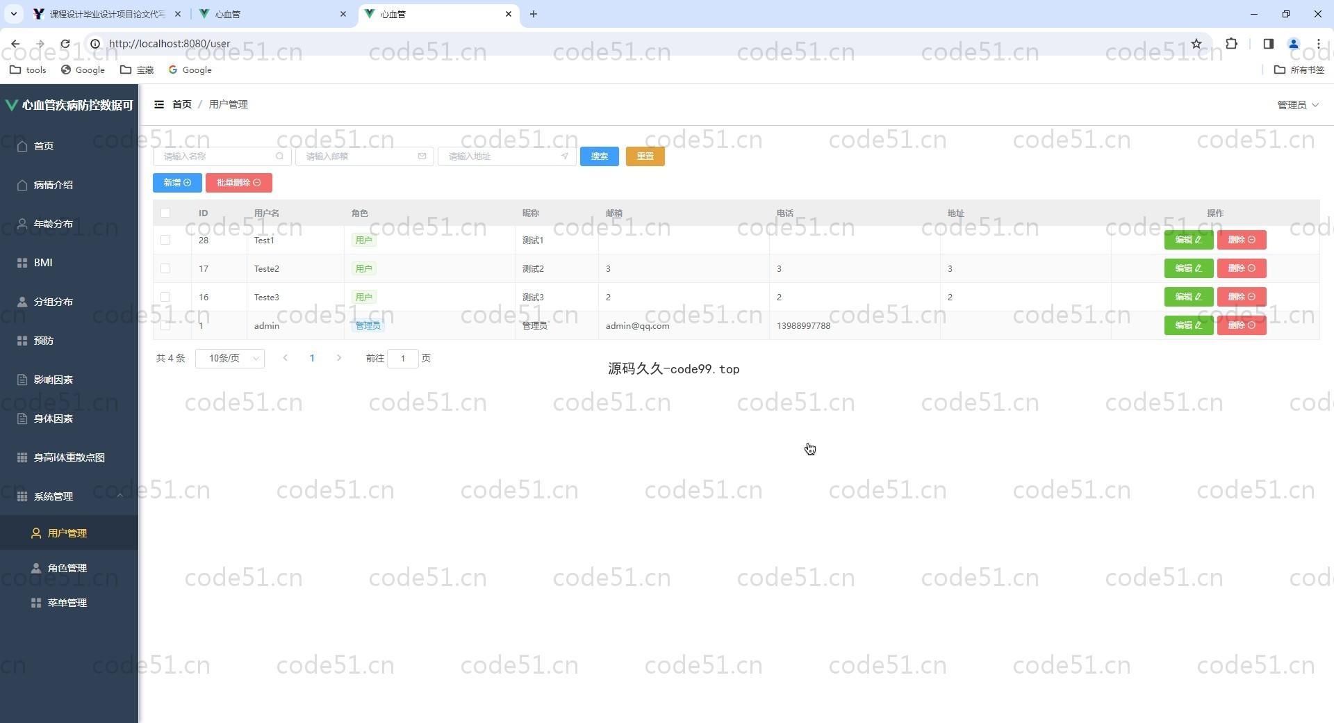 基于Vue.js+SpringBoot+MySQL+ElementUI的心血管疾病防控数据可视化系统