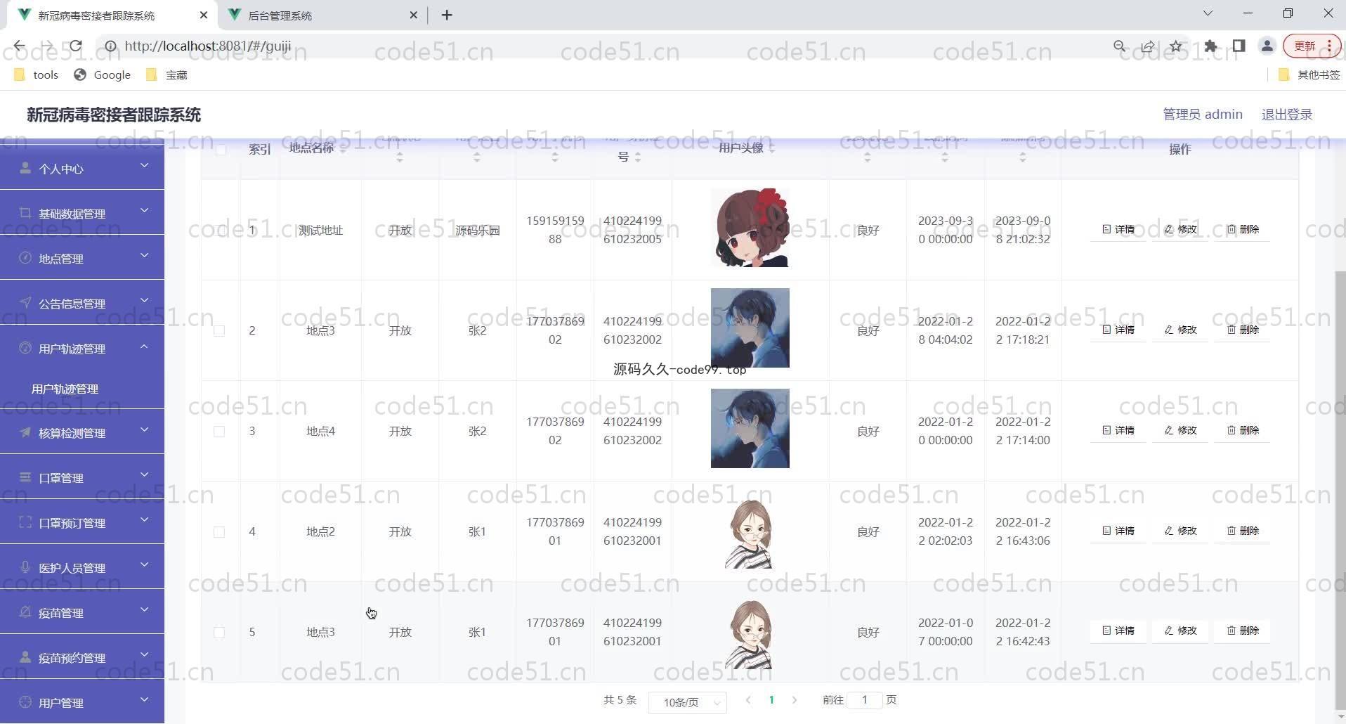 基于SpringBoot+MySQL+Vue的新冠病毒密接者跟踪系统(附论文)