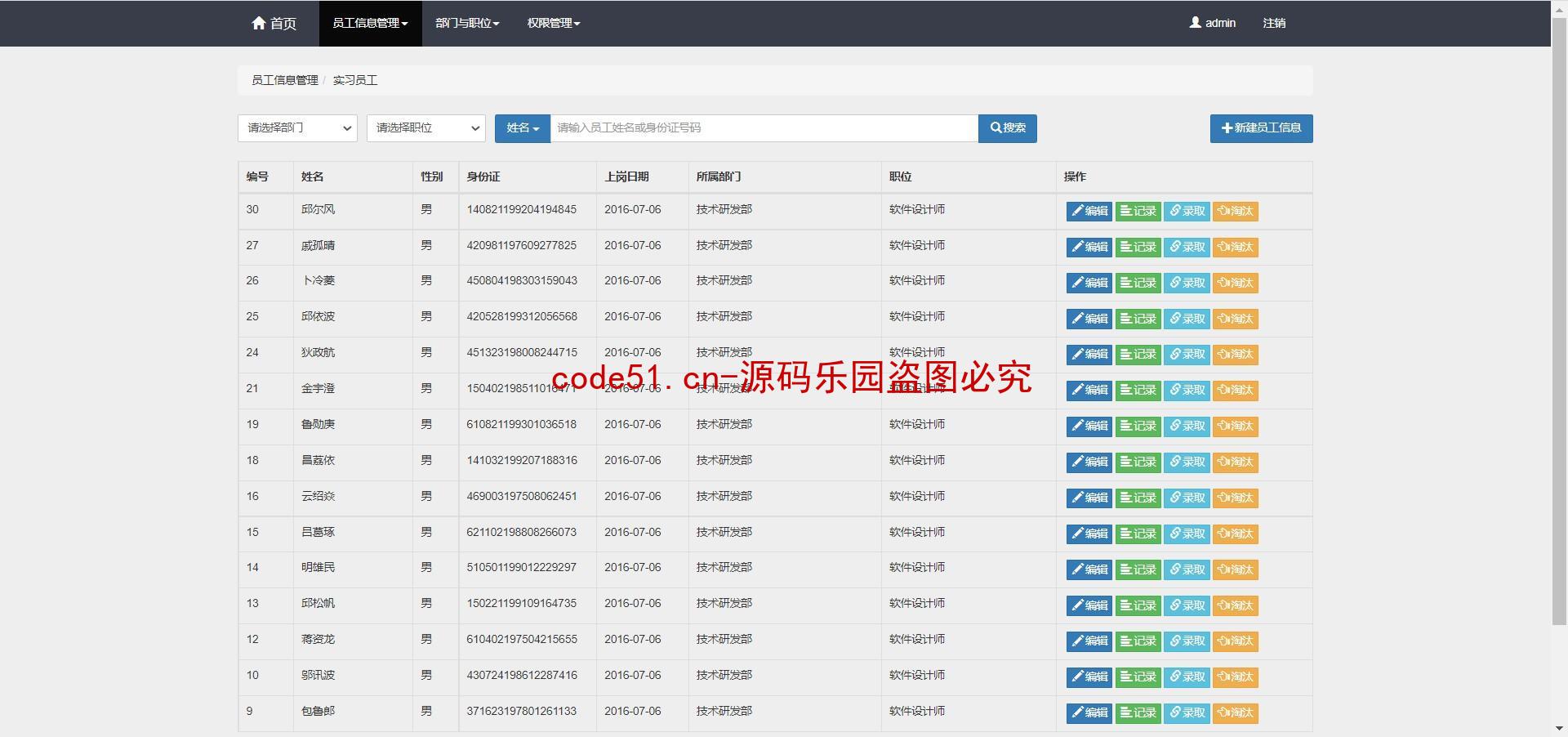 基于SSM+MySQL+Bootstrap的员工信息管理系统