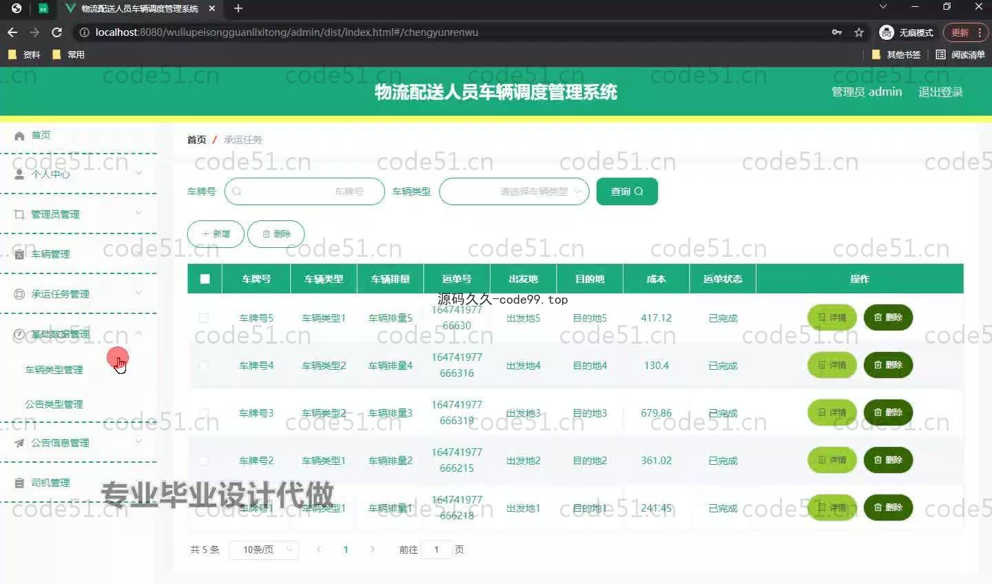 基于SpringBoot+MySQL+Vue.js的物流配送调度管理系统(附论文)