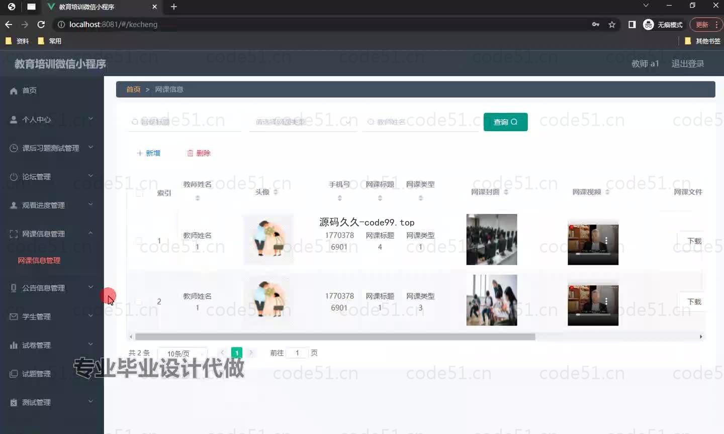 基于微信小程序+SSM+MySQL的教育培训微信小程序(附论文)