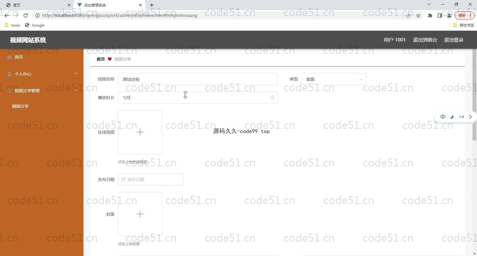 基于SpringBoot+MySQL+Vue的视频网站系统(附论文)