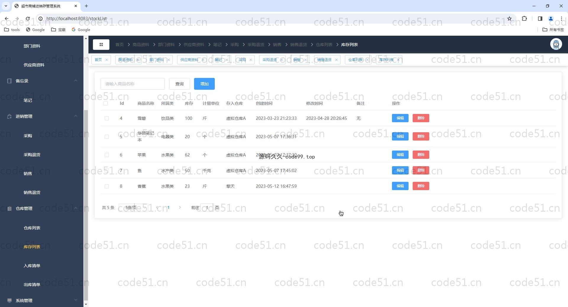 基于Vue.js+SpringBoot+MySQL的超市进销存系统