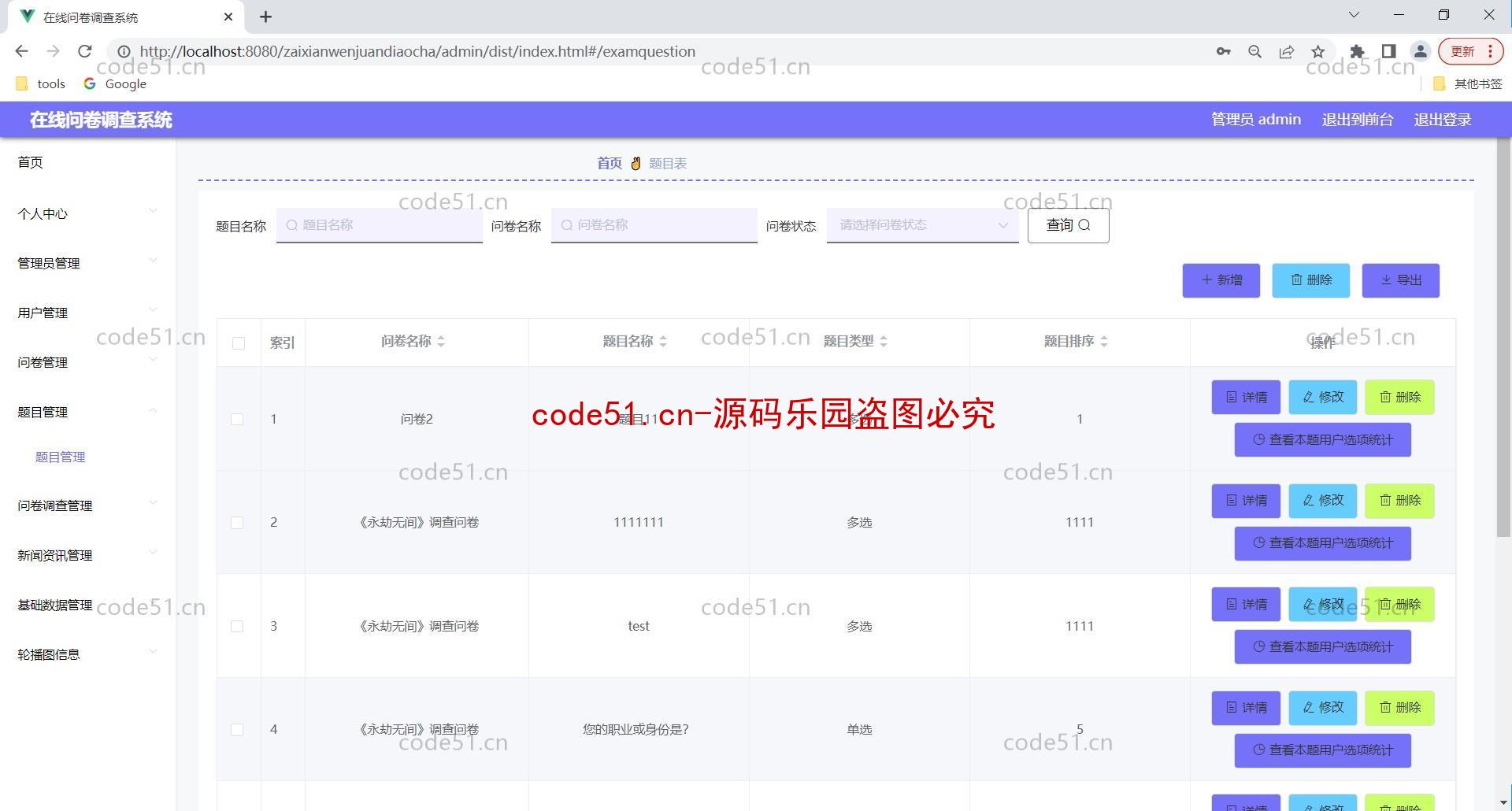 基于SSM+SpringBoot+Vue+MySQL的问卷调查系统(附论文)