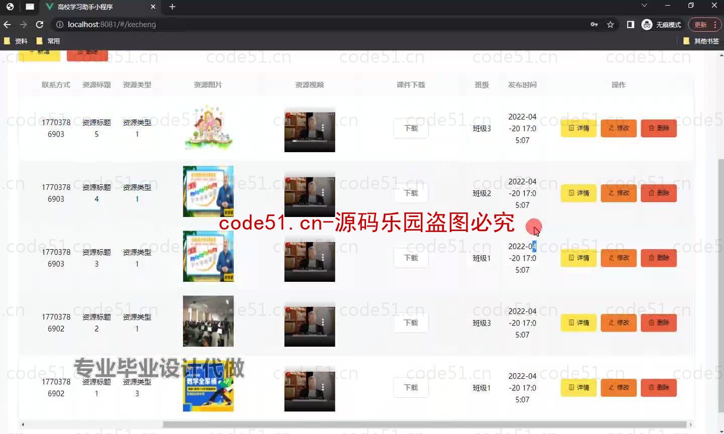 基于微信小程序+SSM+MySQL的高校学习助手小程序(附论文)