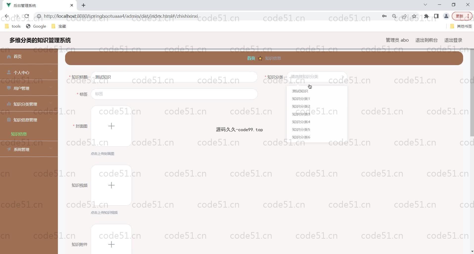 基于SpringBoot+MySQL+Vue的多维分类知识管理系统(附论文)