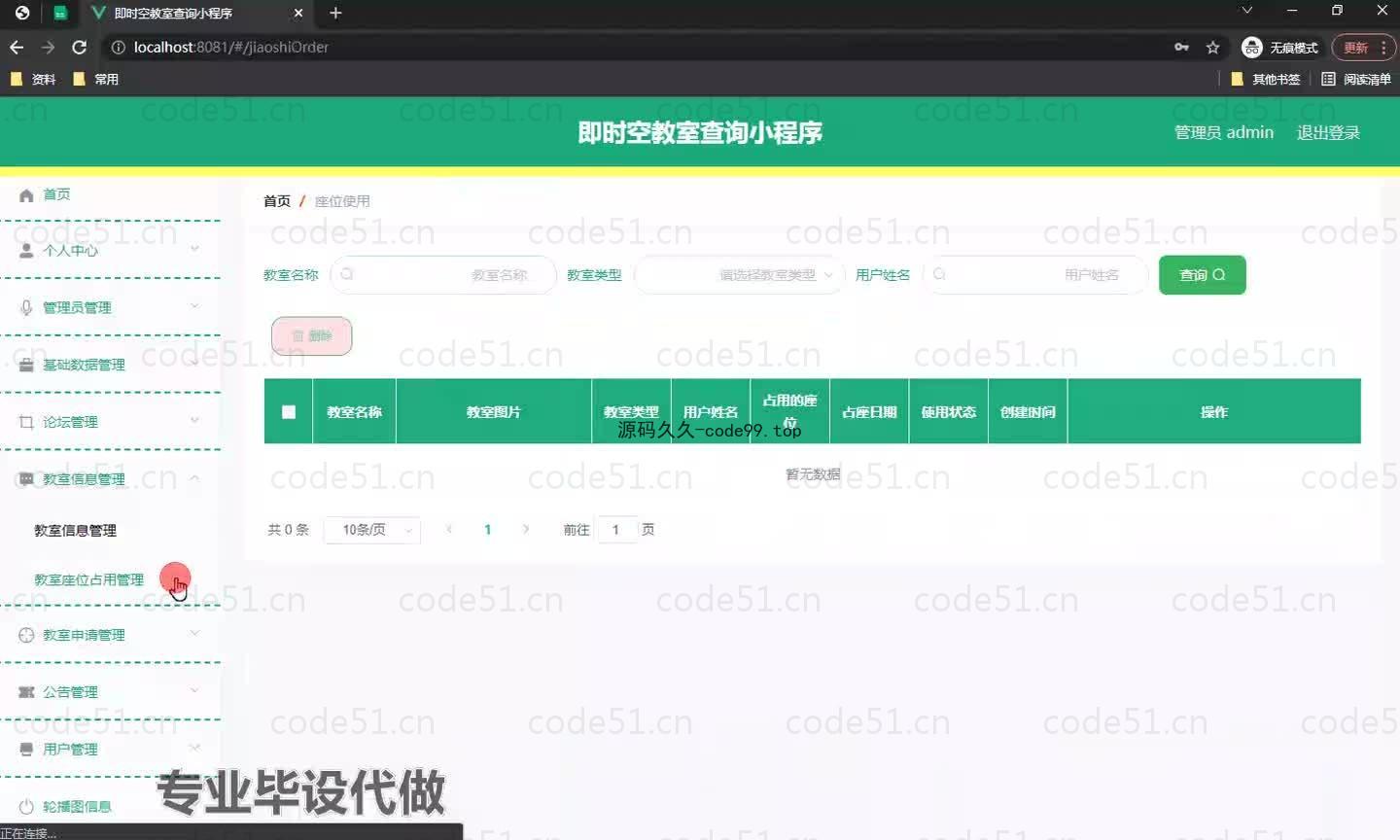 基于微信小程序+SSM+MySQL的即时空教室查询小程序(附论文)