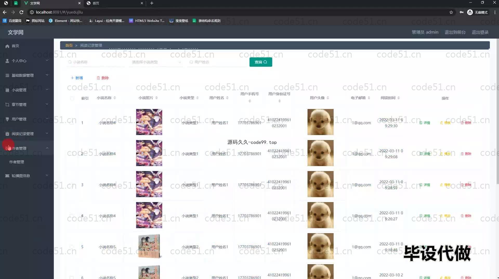 基于SpringBoot+MySQL+Vue.js的文学网站(附论文)