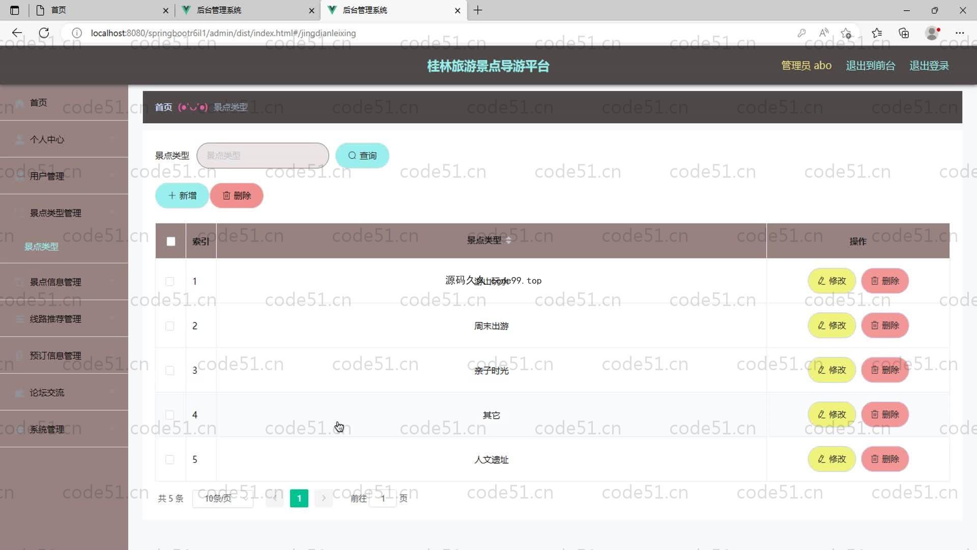 基于SpringBoot+MySQL+Vue的桂林旅游景点导游平台(附论文)
