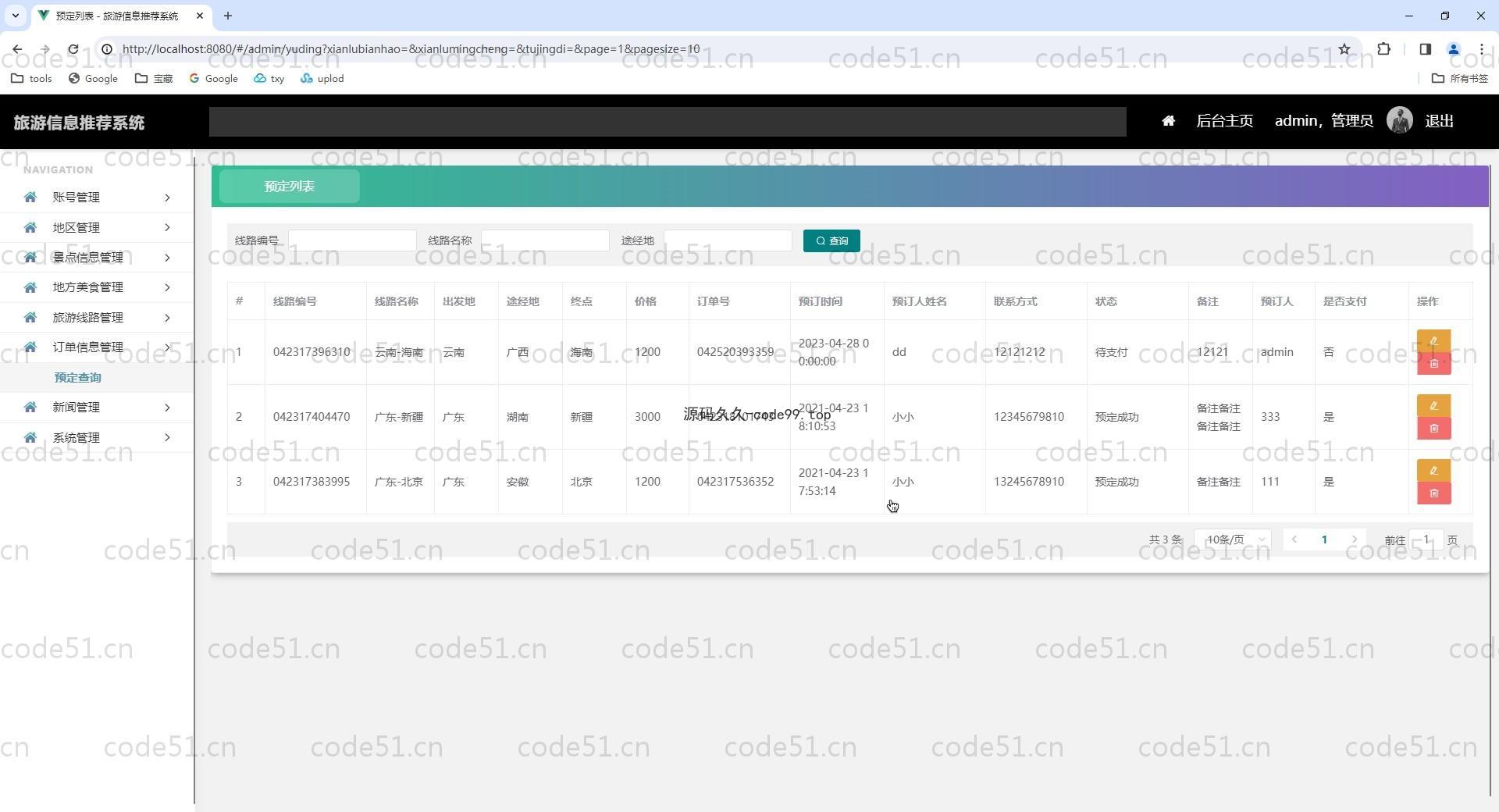 基于SpringBoot+MySQL+Vue.js的旅游推荐信息管理系统