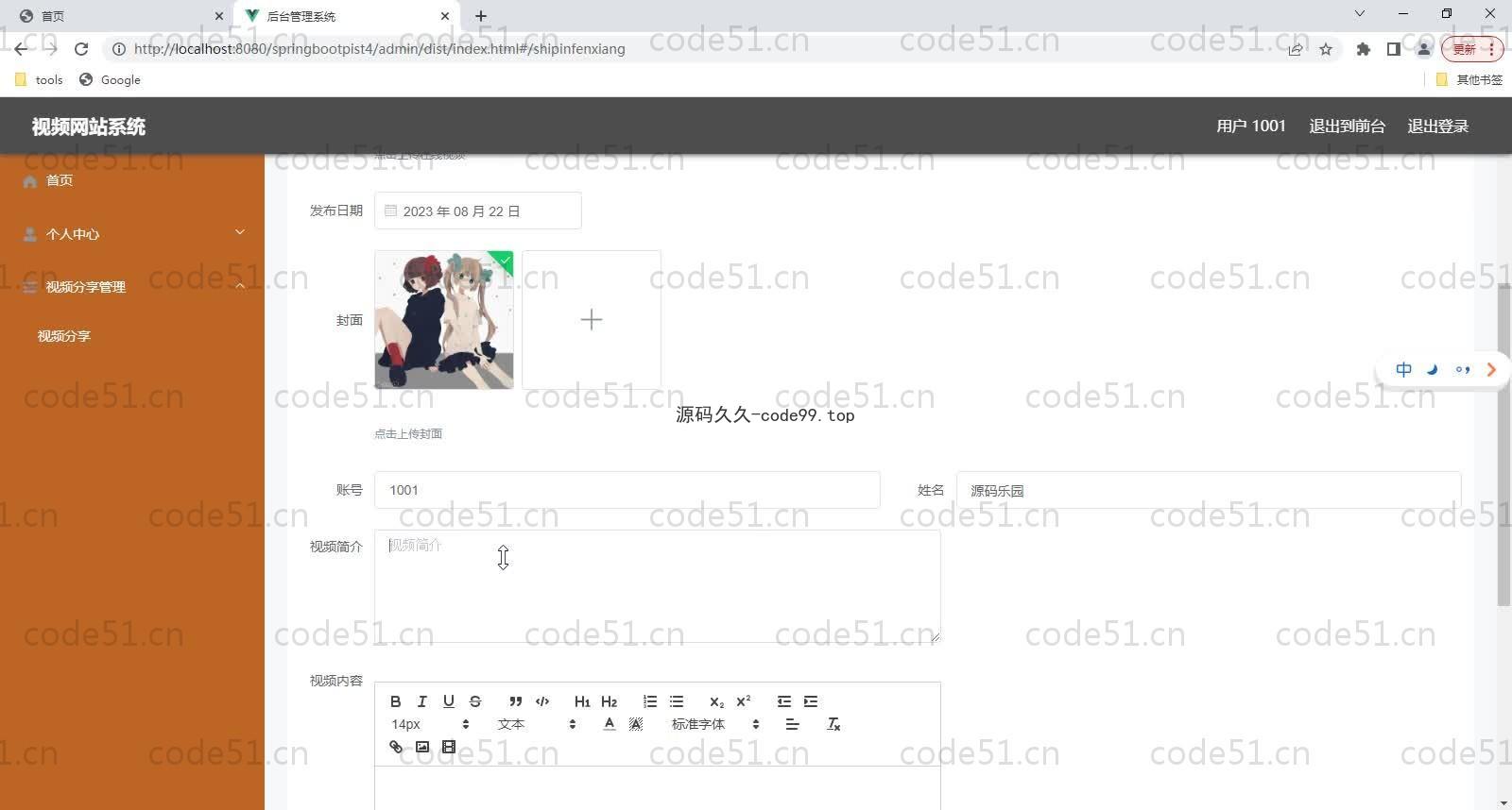 基于SpringBoot+MySQL+Vue的视频网站系统(附论文)