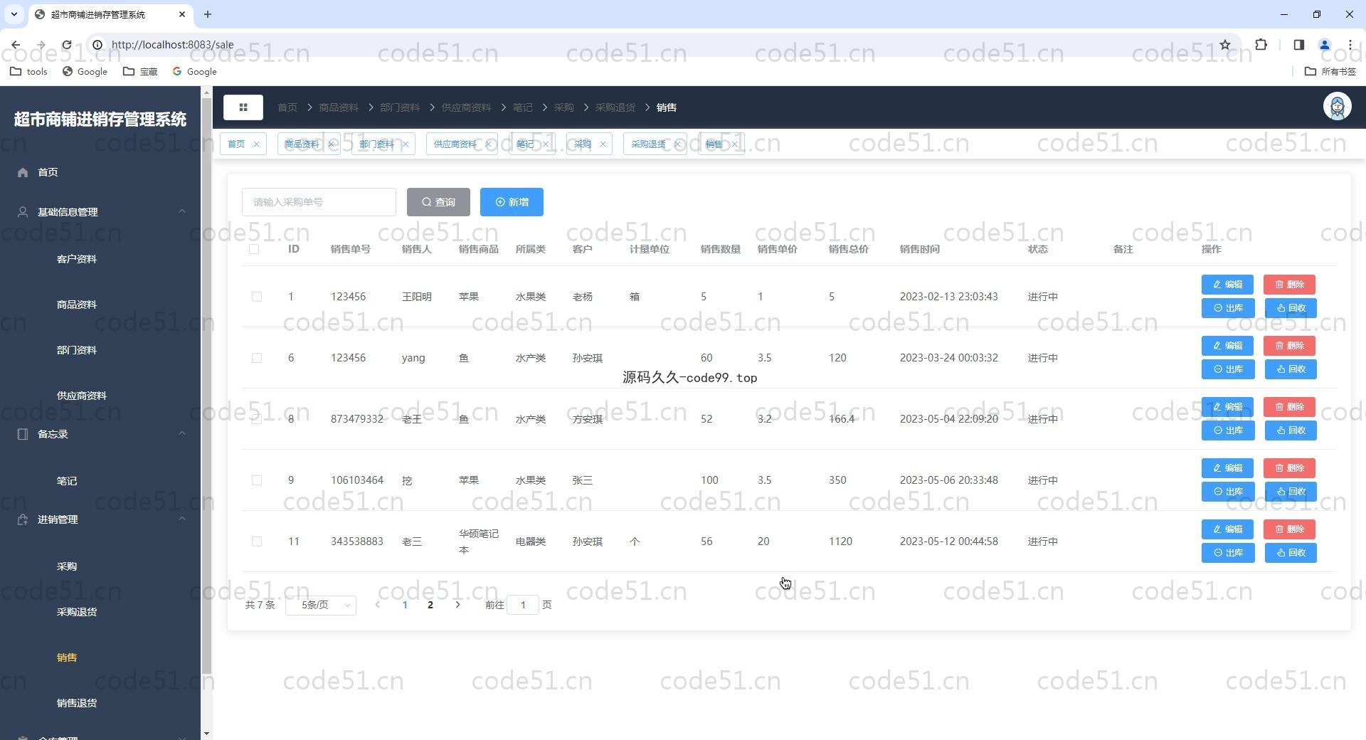 基于Vue.js+SpringBoot+MySQL的超市进销存系统