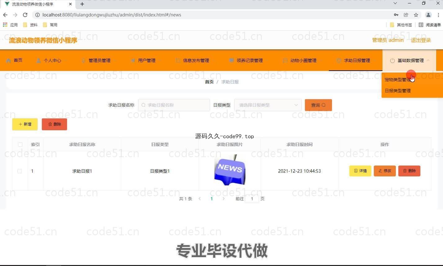 基于微信小程序+SpringBoot+MySQL的流浪动物救助微信小程序(附论文)