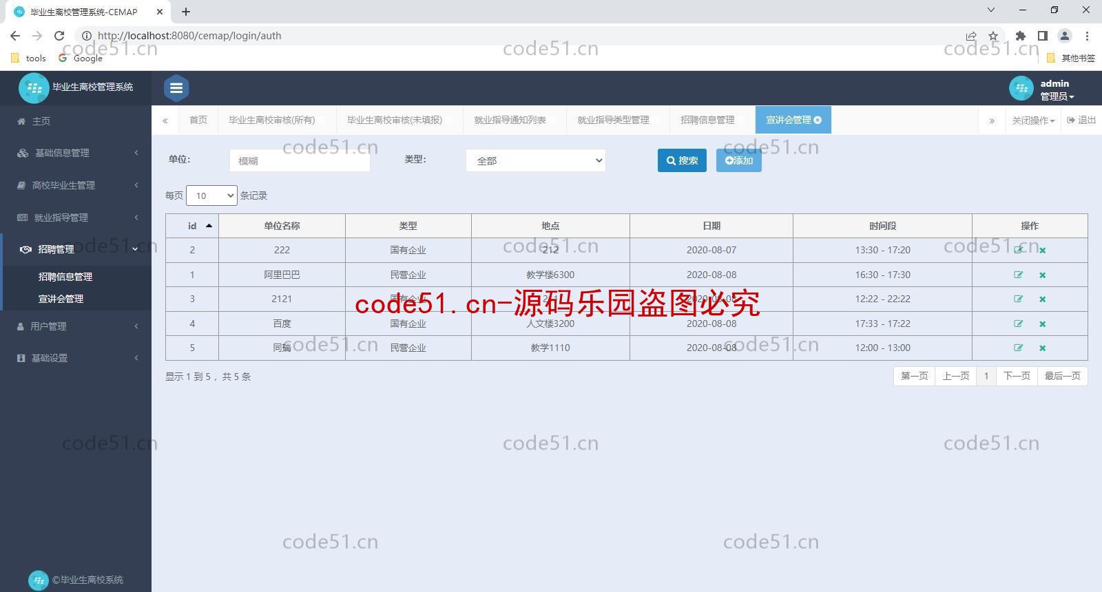 基于SSM+MySQL+Bootstrap的毕业生离校系统