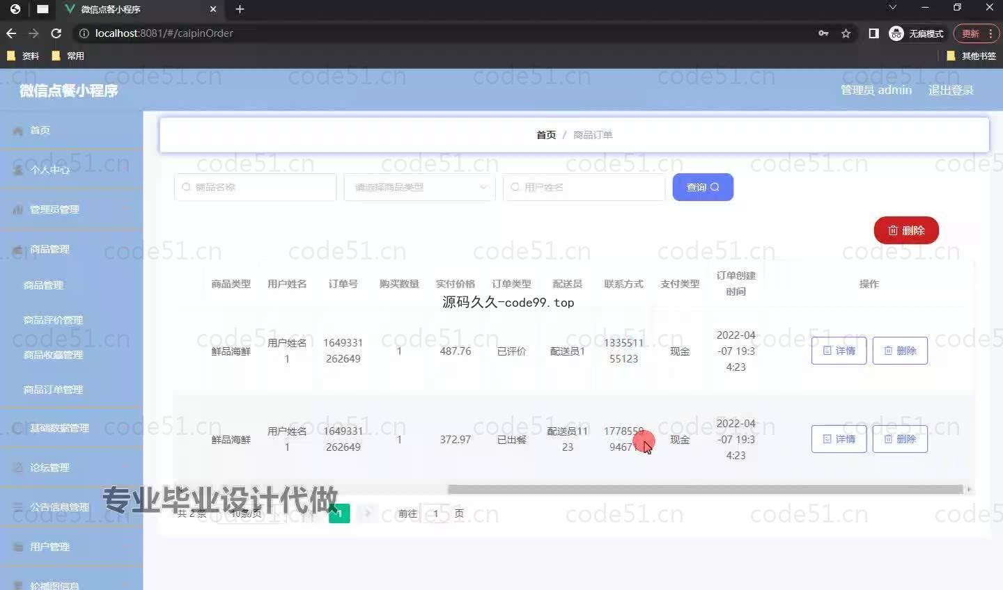 基于微信小程序+SSM+MySQL的点餐系统小程序(附论文)