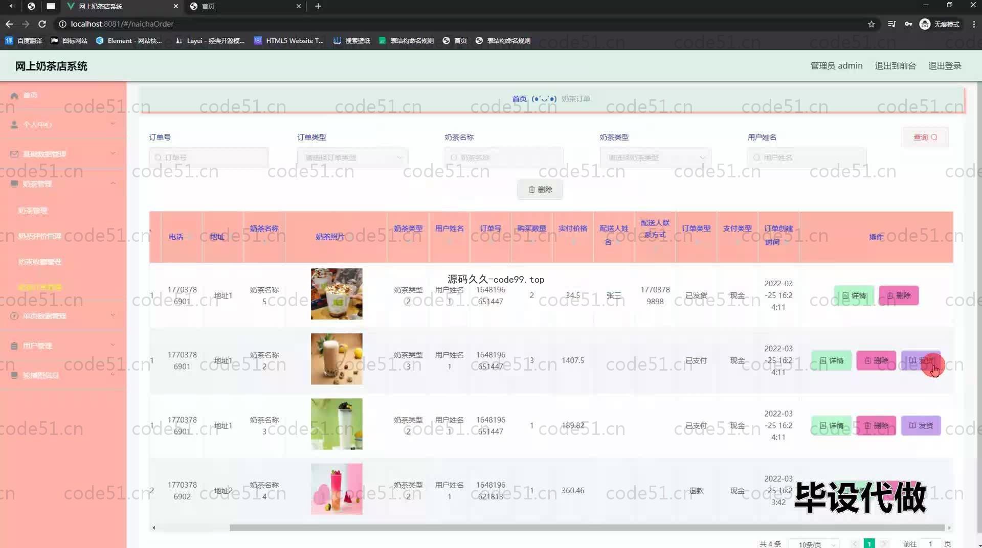 基于SpringBoot+MySQL+Vue.js的网上奶茶店系统(附论文)