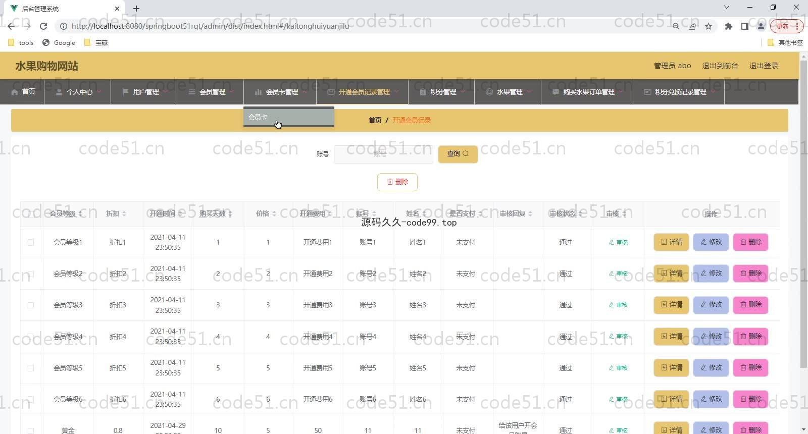 基于SpringBoot+MySQL+Vue的水果购物网站(附论文)