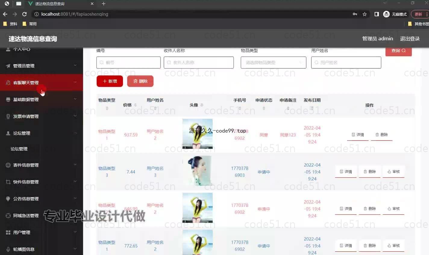基于微信小程序+SSM+MySQL的速达物流信息小程序(附论文)