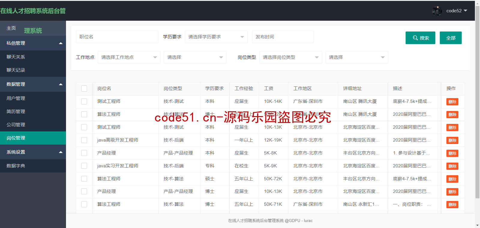 基于SSM+SpringBoot+Thymeleaf+MySQL+LayUI的在线招聘系统